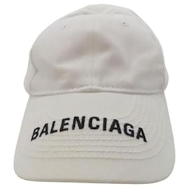 Balenciaga-Boné de algodão com logo clássico Balenciaga-Branco