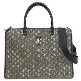 Sac à main en cuir jacquard avec logo JC de Jimmy Choo Noir