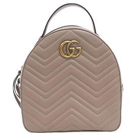 Mochila de cuero acolchada Chevron GG MARMONT de Gucci Rosa