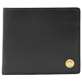 Versace-Carteira bifold de couro Versace-Preto