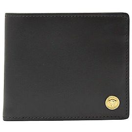 Versace Leder Bifold Geldbörse Schwarz