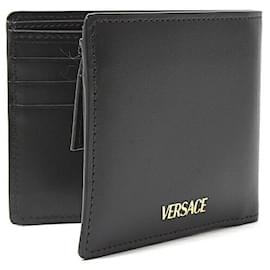Versace-Carteira bifold de couro Versace-Preto