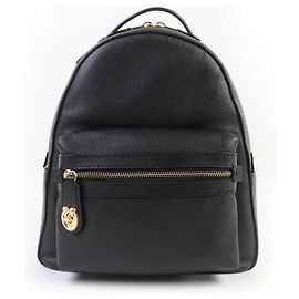 COACH Turnlock Polished Pebble Leather Backpack Black