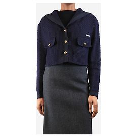 Miu Miu Marine Tweed-Cropped-Jacke - Größe UK 6 Blau