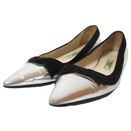 Scarpe flat in pelle scamosciata Prada Nero Argento