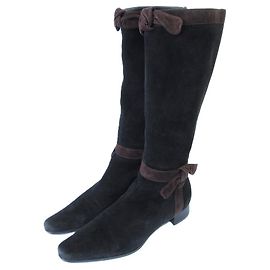 Bottes Longues en Suède avec Ruban Prada Marron Marron foncé