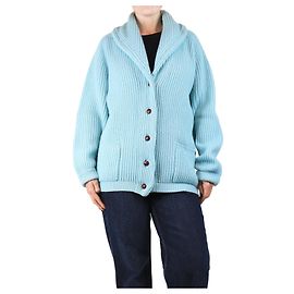 Crimson Blauer gerippter Schal-Cardigan - Größe XXL Blau
