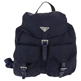 Prada Double Front Pocket Backpack Tessuto Medium Navy blue