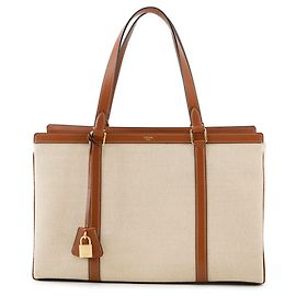 Céline Celine Medium Cabas 16 Canvas Tote Bag Beige