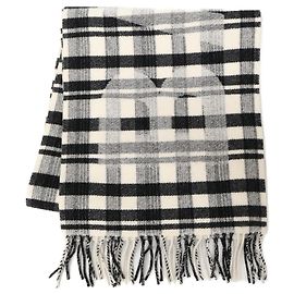 Bufanda de lana con estampado de logo y flecos Balenciaga Negro Blanco
