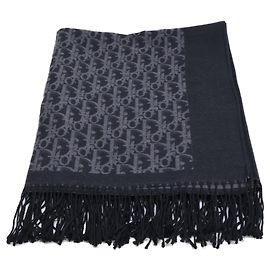 Stola grande in lana obliqua Christian Dior Marrone Nero