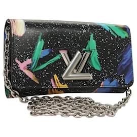Louis Vuitton-Carteira de Cadeia Twist Louis Vuitton Edição Limitada em Couro Impresso-Preto
