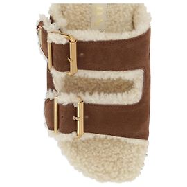 Prada Slides in brown suede and new shearling Brown