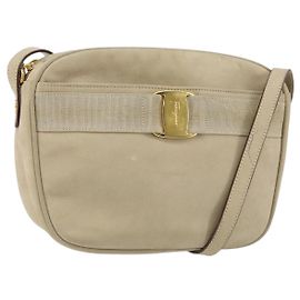 Sac à épaule Vala en daim Salvatore Ferragamo Beige
