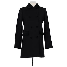 The Kooples Schwarzer Wollmantel Schwarz