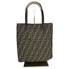 Fendi hand/shoulder bag leather/canvas Brown 294 Brown
