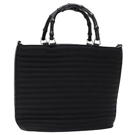 Borsa vintage Gucci con manico in bambù in nylon Nero