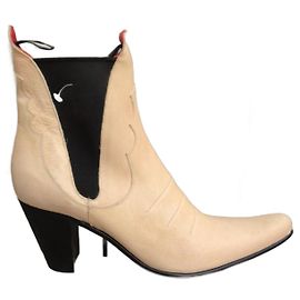 Botas Free Lance de couro creme Creme
