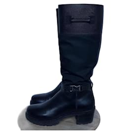 Botas Prada de couro e nylon pretas Preto