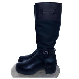 Prada Leather and Nylon Boots Black Black