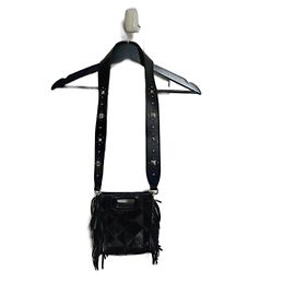 Mini bolsa Maje M preta em couro acolchoado com alça de ombro Preto Prata Hardware prateado