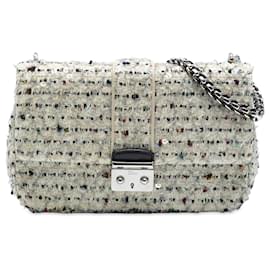 Dior-Dior White Medium Tweed Miss Dior Flap-White