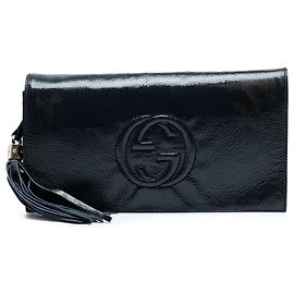 Gucci Blauweiche Lackleder Soho Disco Clutch Blau Marineblau