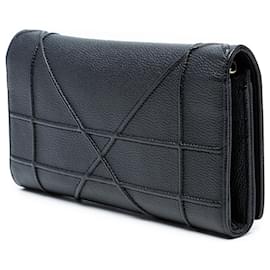 Dior-Dior Black Grained Calfskin Diorama Croisiere Wallet on Chain-Black