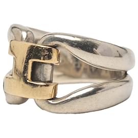 Hermès-Bague Histoire en Argent Sterling et Or Jaune 18K Hermès-Argenté