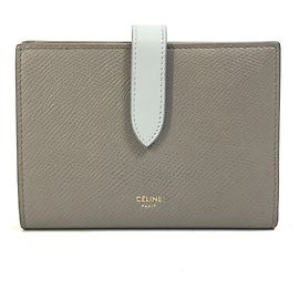 Céline Monedero de cuero tri-fold Celine Castaño Azul claro