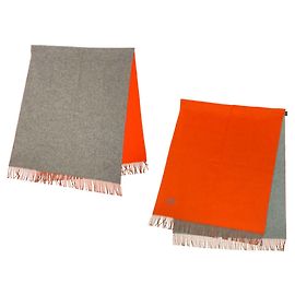 Xale reversível de cashmere Hermès em cinza e laranja Marrom Laranja