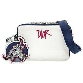 Sac à épaule Christian Dior Collaboration Dior x Stüssy Blanc Bleu Marine