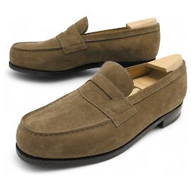 NEUF CHAUSSURES JM WESTON MOCASSINS 180 9D 43 COMMANDE SPECIALE EMBAUCHOIR Taupe