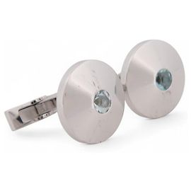 CARTIER ROUND TOPAZ CUFFLINKS IN 925 SILVER 15.5GR Silvery