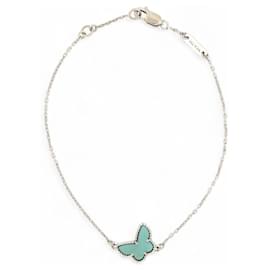 NEUF BRACELET VAN CLEEF & ARPELS SWEET BUTTERFLIES TURQUOISE VCARF80400 OR Argenté