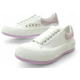 NEUE ALEXANDER MCQUEEN 654593 DECK SKATE PLIMSOLL 37.5 SNEAKERS Weiß