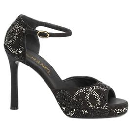 Chanel Black Suede Heels 38 Black