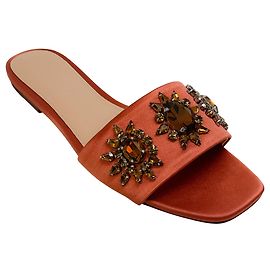 Veronica Beard Redwood Satin Maggie Slide Sandals Brown