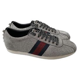 Baskets Gucci Argentées Diamant Argenté