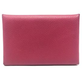 Hermès Hermes Pink Evercalf Leather Business Card Case Pink