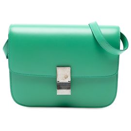 Céline Celine Verde Médio Couro de Bezerro Caixa Clássica Verde