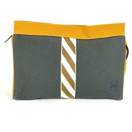 Bolsa Clutch Jimeto GM H Logo da Hermès Marrom Amarelo