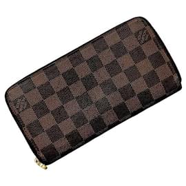 Louis Vuitton-Louis Vuitton Damier Ebene Round Zippy Wallet-Brown,Damier ebene