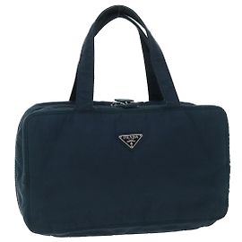 Pochette da polso con doppia zip Prada Tessuto Blu navy