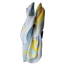 Dior lenço de seda azul e amarelo Azul