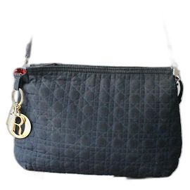 Dior handbag / clutch in navy blue canage canvas pattern Navy blue