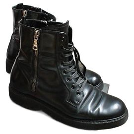 Prada bottines en cuir noir taille 38 Noir
