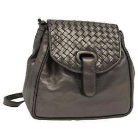 Bottega Veneta Intrecciato Backpack Patent Leather Metallic