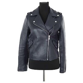 Claudie Pierlot Navy leather jacket Navy blue
