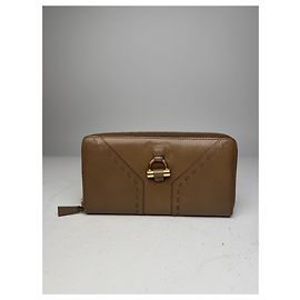 Portefeuille en cuir zippé vintage Yves Saint Laurent marron Marron